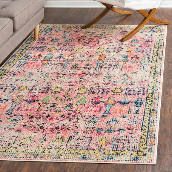 Unique Loom Monterey Collection Area Rug - Adobe (4' x 6' Rectangle Pink/Blue)