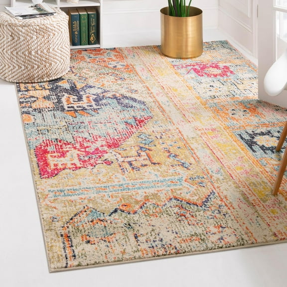 Unique Loom Monterey Collection Area Rug - Pochteca (4' 1" x 6' 1" Rectangle Multi/Blue)
