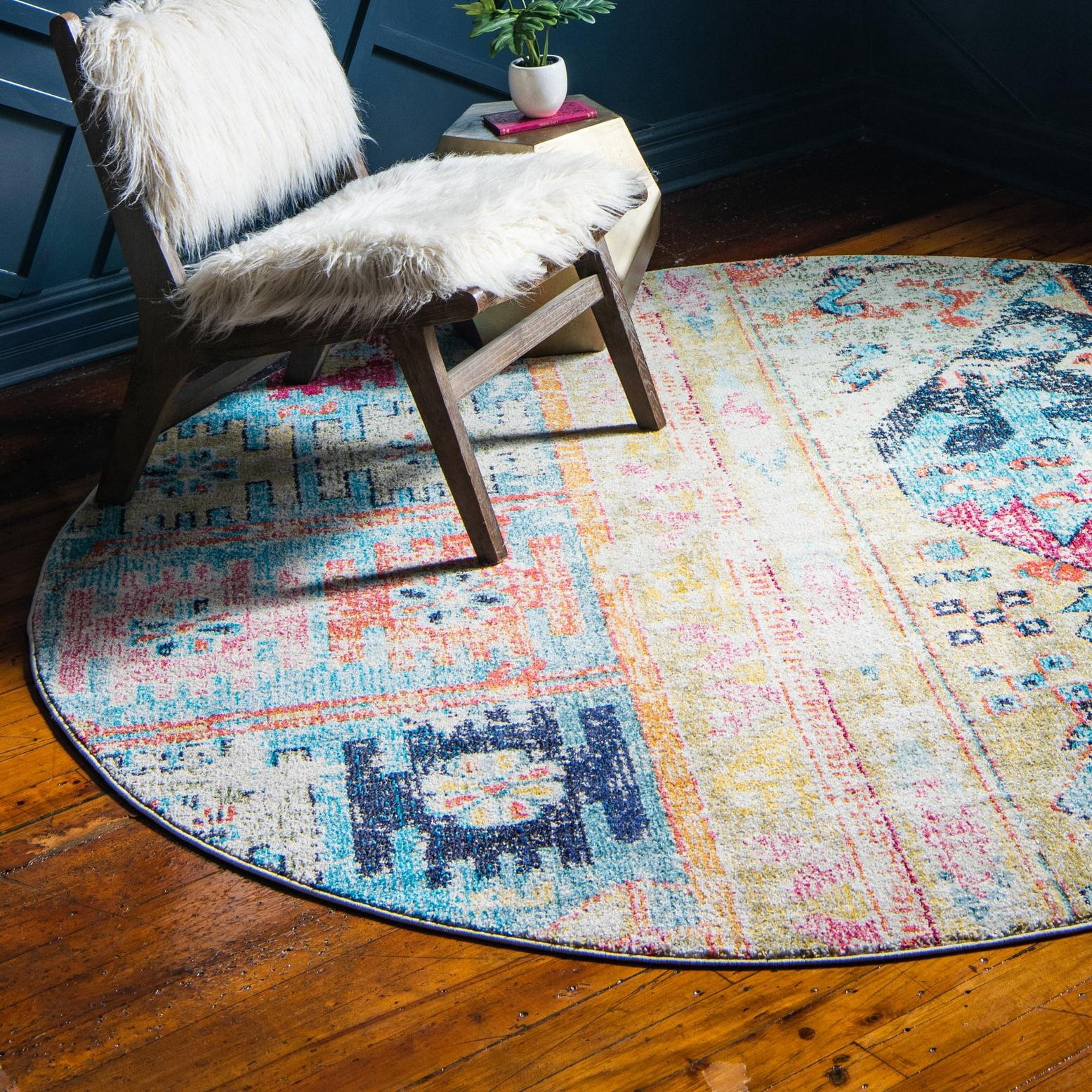 Monterey Rug Unique Loom Monterey Collection Area Rug - Pochteca (8' Round Multi ...