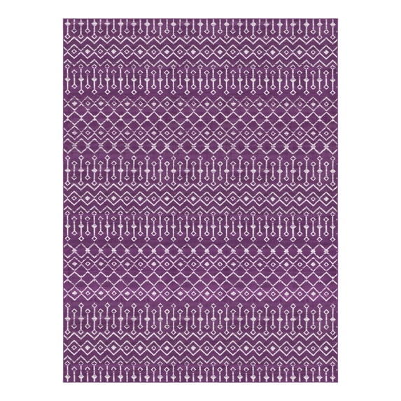Unique Loom Moroccan Trellis Collection Area Rug - Mamounia (10' x 13' 1" Rectangle Violet/Ivory)