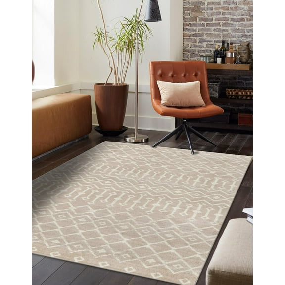 Unique Loom Moroccan Trellis Collection Area Rug - Mamounia (2' 2" x 3' 1" Rectangle Beige/Ivory)