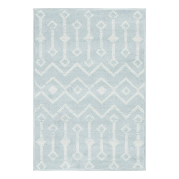 Unique Loom Moroccan Trellis Collection Area Rug - Mamounia (2' x 3' 1" Rectangle Light Blue/Ivory)