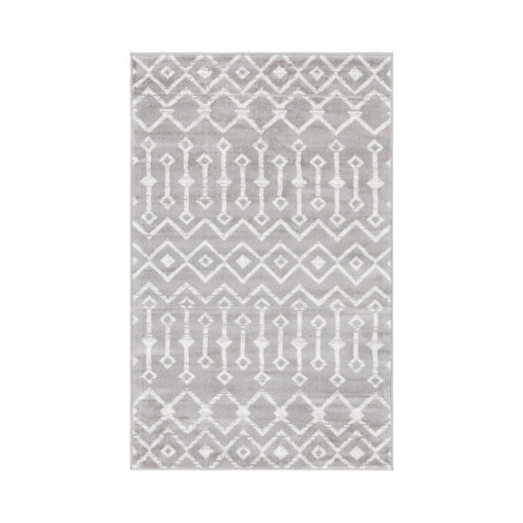 Unique Loom Moroccan Trellis Collection Area Rug - Mamounia (3' 1" x 5' 3" Rectangle Light Gray/Ivory)