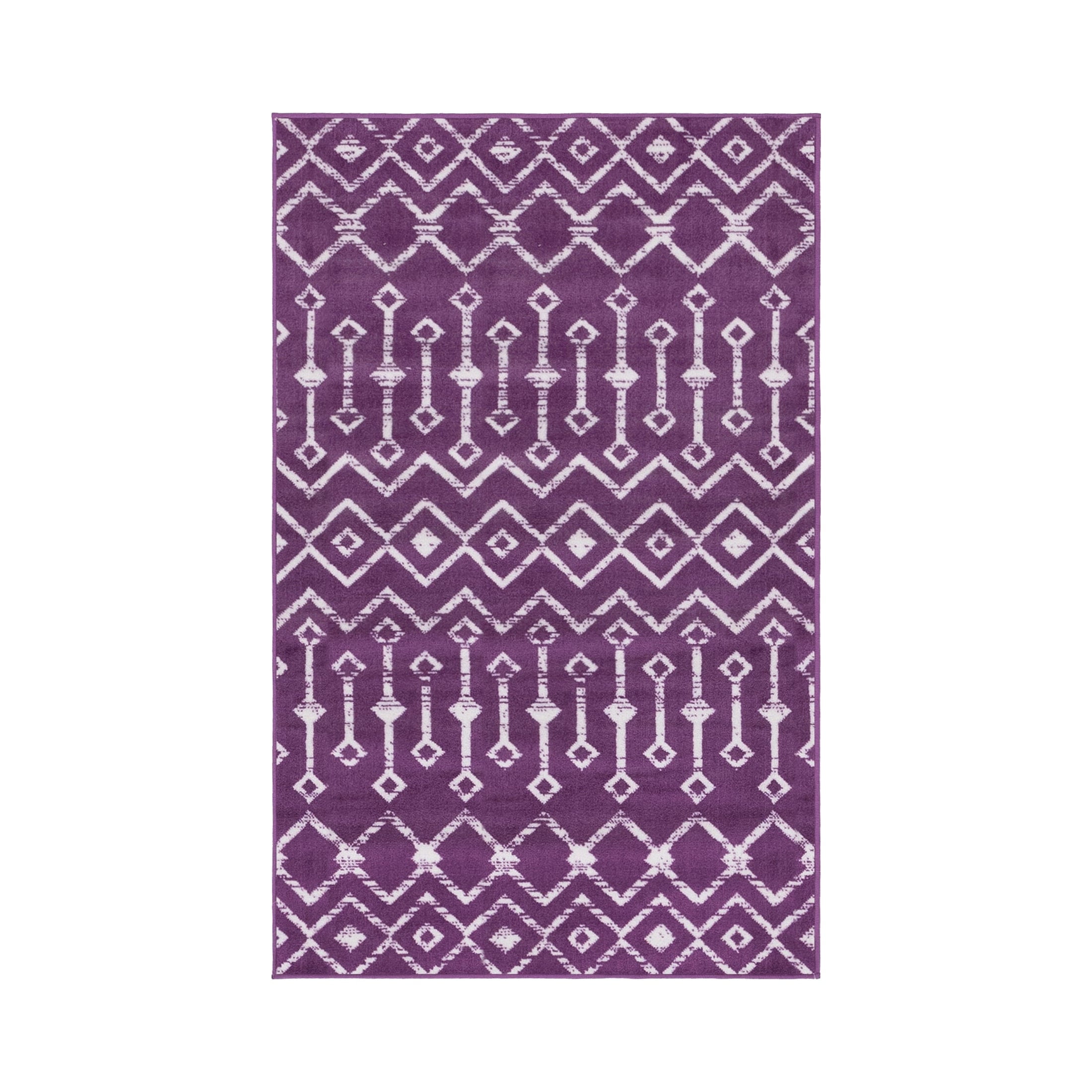 Violet and Ivory Geometric Trellis Indoor Rug
