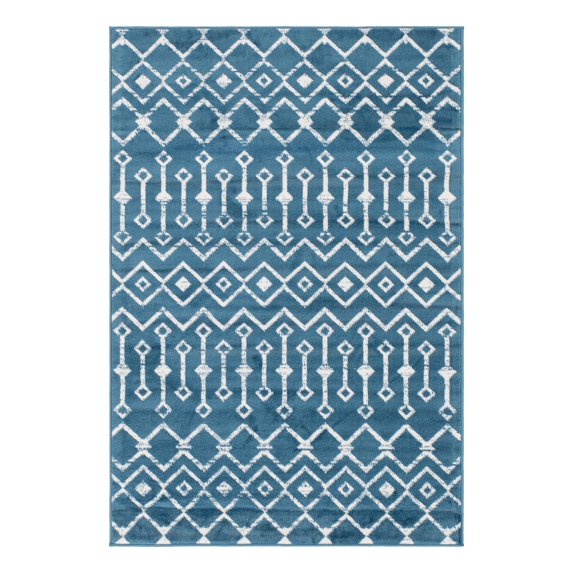 Unique Loom Moroccan Trellis Collection Area Rug - Mamounia (4' 1" x 6' 1" Rectangle Blue/Ivory)