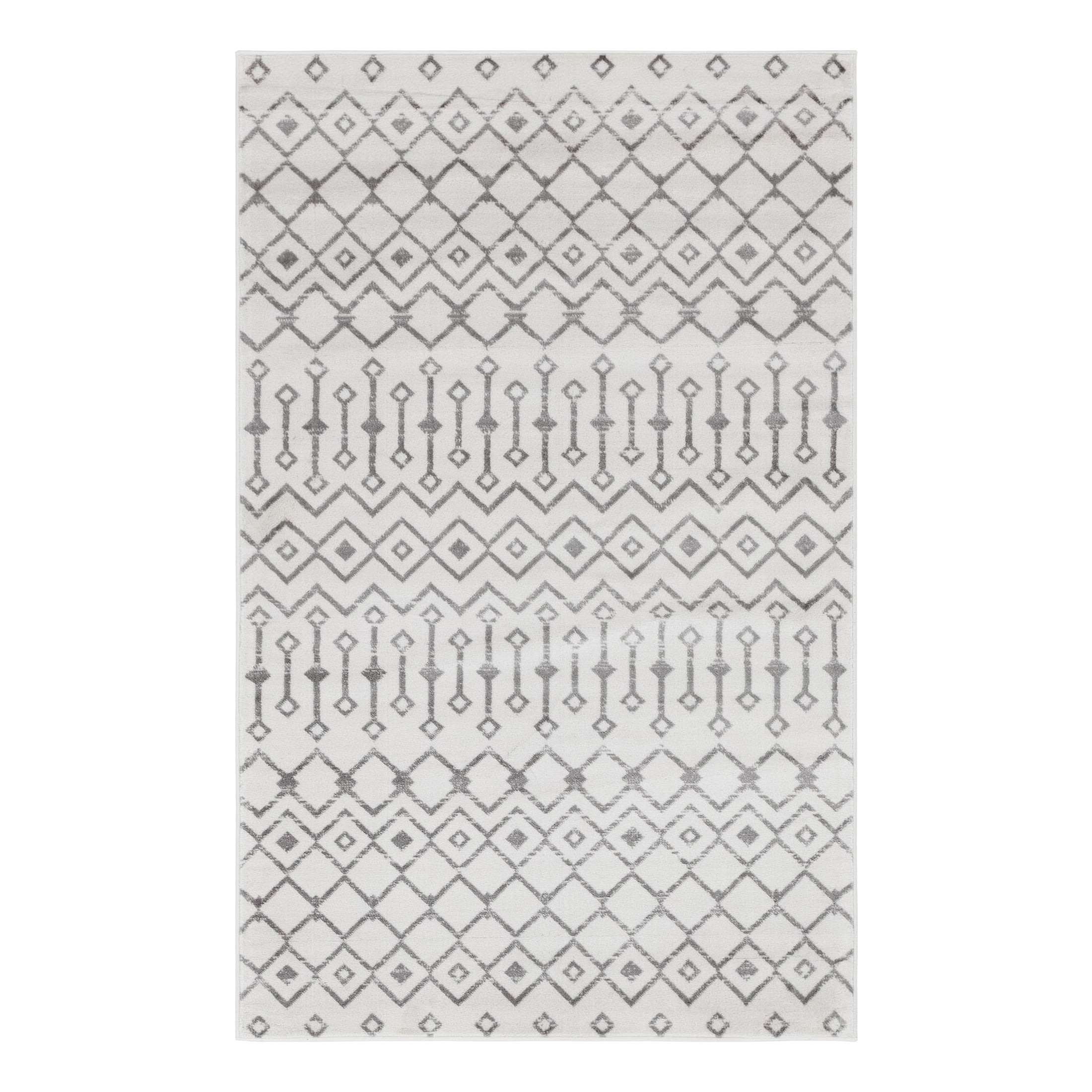 Ivory Moroccan Trellis 5' x 8' Easy-Care Synthetic Area Rug
