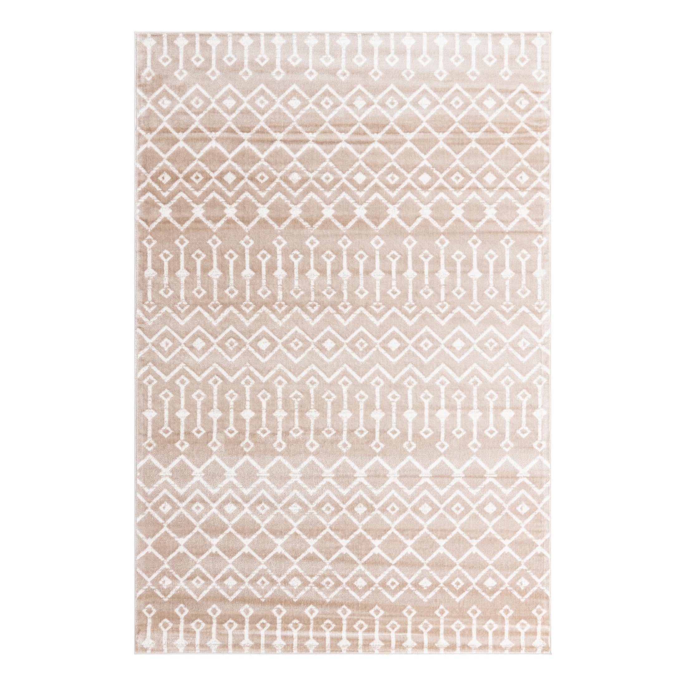 Beige Rectangular Synthetic Trellis 6' x 9' Area Rug