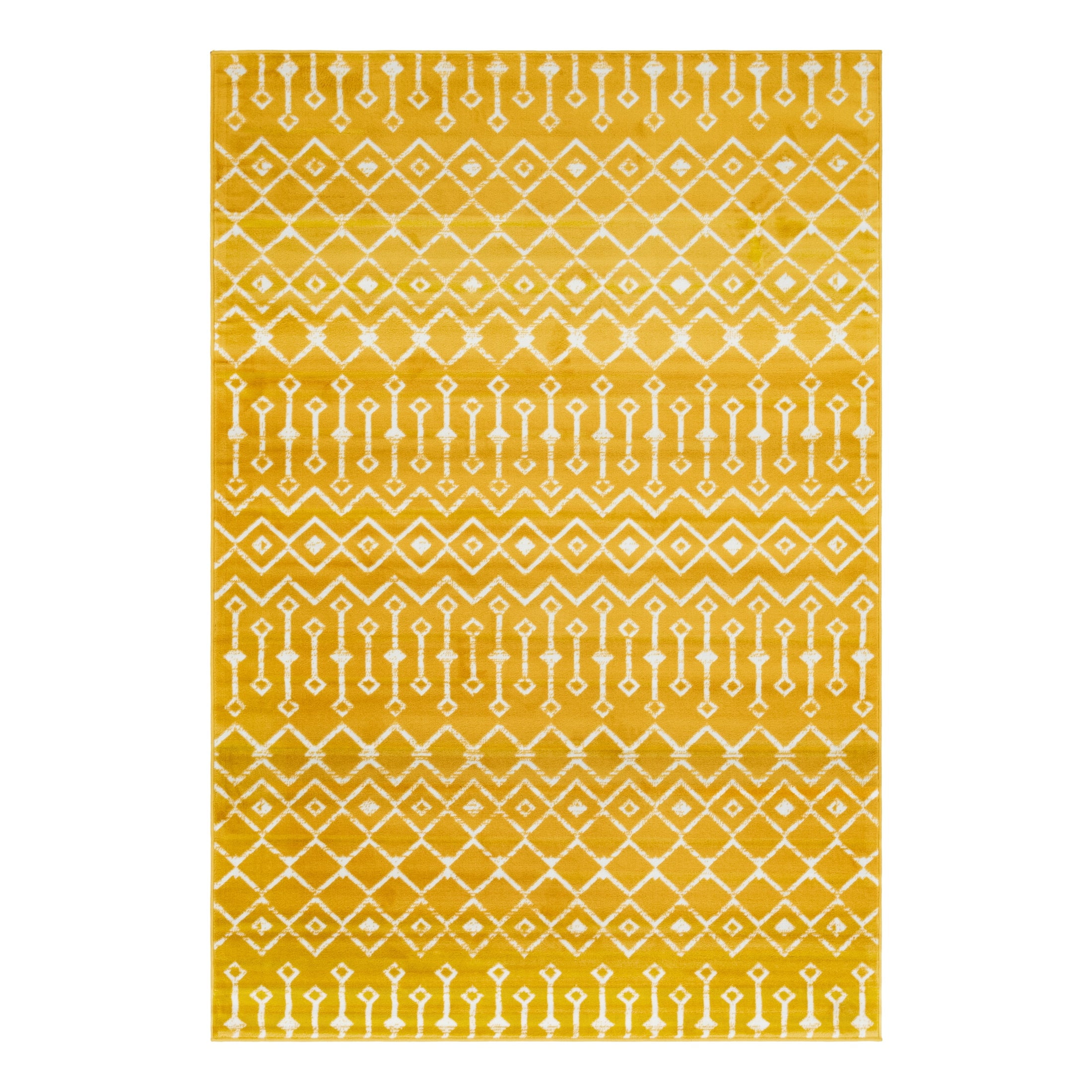Yellow and Ivory Trellis 6' x 9' Synthetic Indoor Rug
