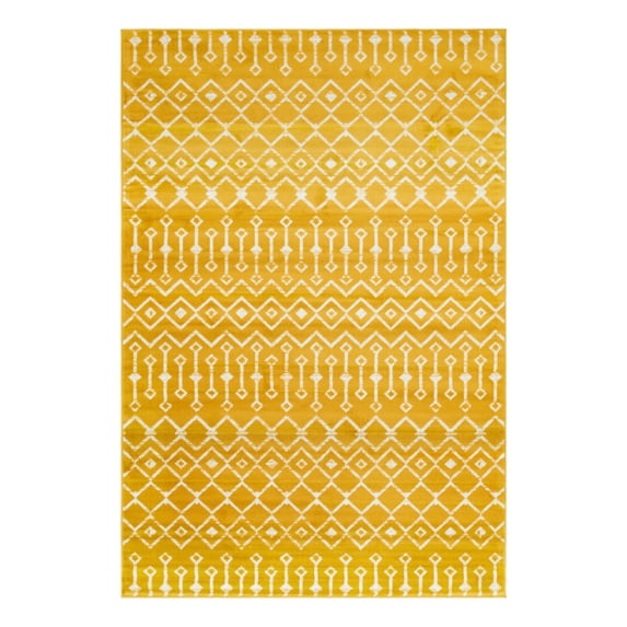 Unique Loom Moroccan Trellis Collection Area Rug - Mamounia (6' 1" x 9' Rectangle Yellow/Ivory)