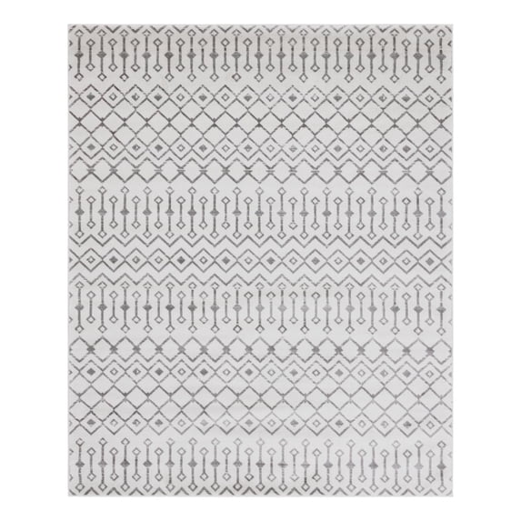 Unique Loom Moroccan Trellis Collection Area Rug - Mamounia (7' 10" x 10' Rectangle Ivory/Gray)
