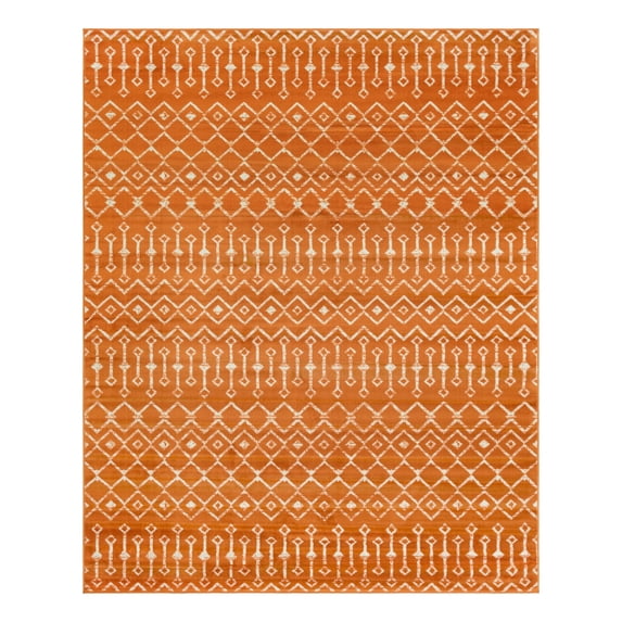Unique Loom Moroccan Trellis Collection Area Rug - Mamounia (7' 10" x 10' Rectangle Orange/Ivory)