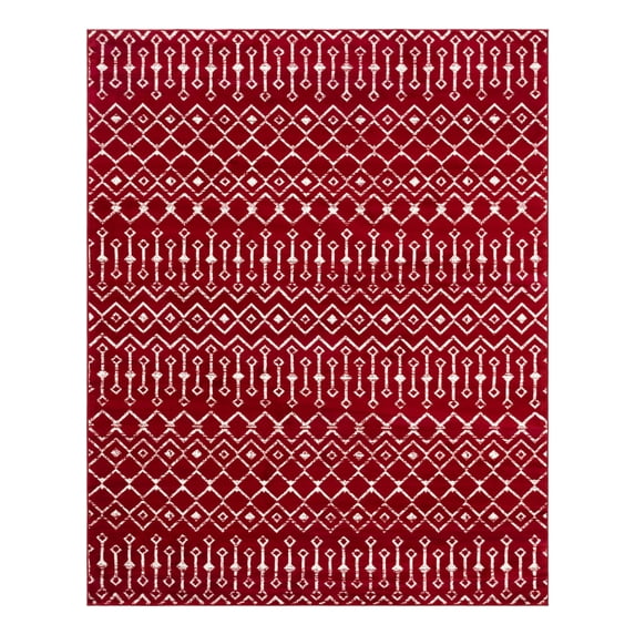 Unique Loom Moroccan Trellis Collection Area Rug - Mamounia (7' 10" x 10' Rectangle Red/Ivory)