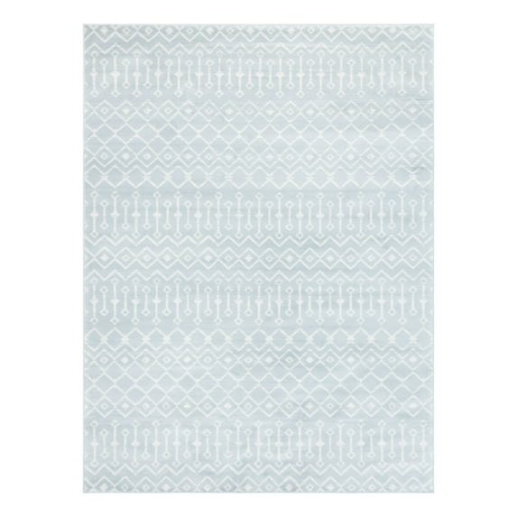 Unique Loom Moroccan Trellis Collection Area Rug - Mamounia (7' 10" x 11' Rectangle Light Blue/Ivory)