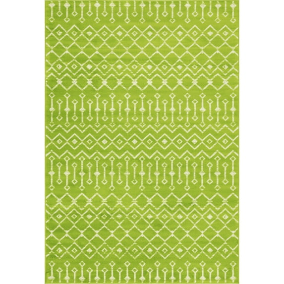 Unique Loom Moroccan Trellis Rug, Green/Ivory (6' 0 x 9' 0)