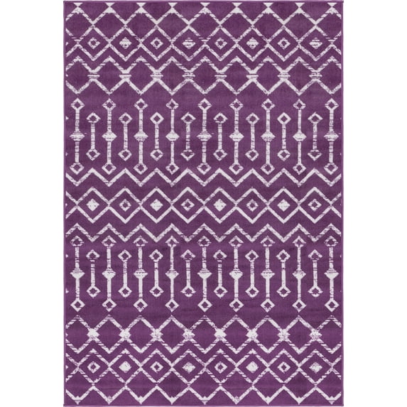Unique Loom Moroccan Trellis Rug, Violet/Ivory (4' 0 x 6' 0)
