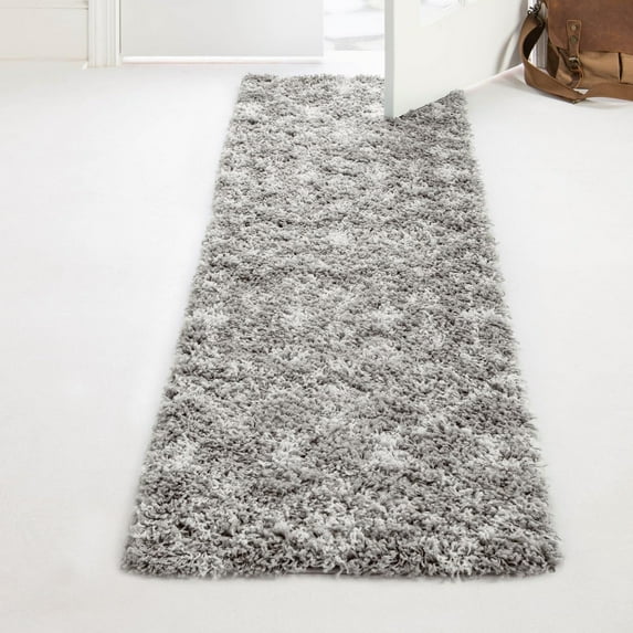 Unique Loom Moroccan Trellis Shag Collection Area Rug - Meknes (2' x 7' 1" Runner Gray/Ivory)