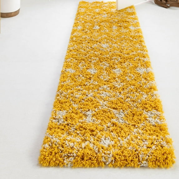 Unique Loom Moroccan Trellis Shag Collection Area Rug - Meknes (3' 3" x 16' 5" Runner Yellow/Ivory)