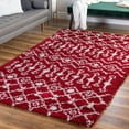 thumbnail image 1 of Unique Loom Moroccan Trellis Shag Collection Area Rug - Meknes (4' 1" x 6' 1" Rectangle Burgundy Red/Ivory), 1 of 6