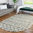 thumbnail image 1 of Unique Loom Moroccan Trellis Shag Collection Area Rug - Meknes (5' 3" x 8' Oval Ivory/Gray), 1 of 6