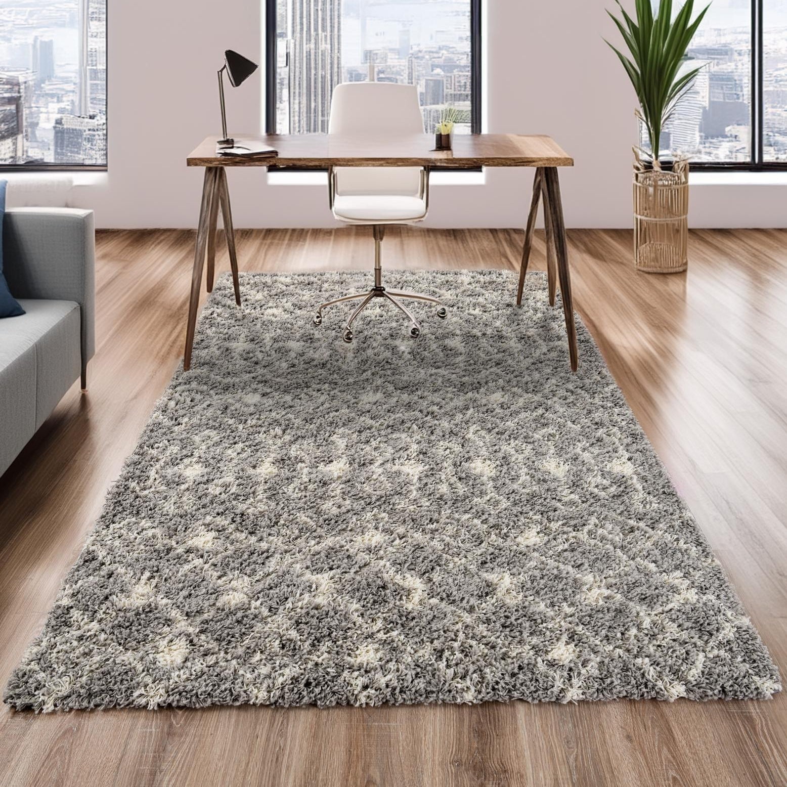 Unique Loom Moroccan Trellis Shag Collection Area Rug - Meknes (5' 3