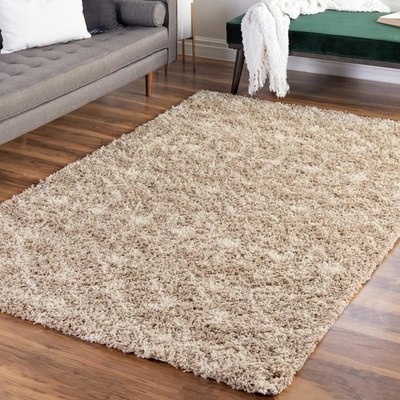 Unique Loom Moroccan Trellis Shag Collection Area Rug - Meknes (6' 1" x 9' Rectangle Light Brown/Ivory)