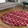 thumbnail image 1 of Unique Loom Moroccan Trellis Shag Collection Area Rug - Meknes (6' 1" Round Burgundy Red/Ivory), 1 of 6