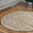 thumbnail image 1 of Unique Loom Moroccan Trellis Shag Collection Area Rug - Meknes (6' 1" Round Light Brown/Ivory), 1 of 6
