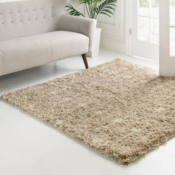 Unique Loom Moroccan Trellis Shag Collection Area Rug - Meknes (6' 1" Square Light Brown/Ivory)