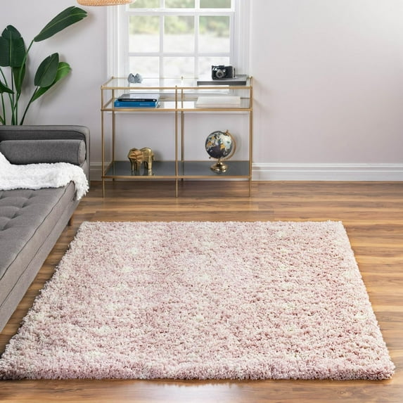 Unique Loom Moroccan Trellis Shag Collection Area Rug - Meknes (7' 10" Square Light Pink/Ivory)