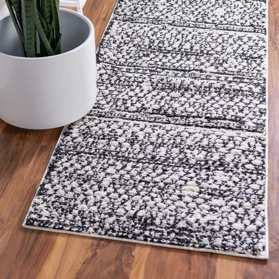 Unique Loom Morocco Collection Area Rug - Atlas (2' 2" x 6' 1" Runner Ivory/Black)