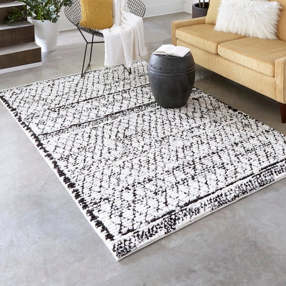 Unique Loom Morocco Collection Area Rug - Atlas (5' 1" x 8' Rectangle Ivory/Black)