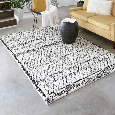 Unique Loom Morocco Collection Area Rug - Atlas (9' x 12' 2" Rectangle Ivory/Black)
