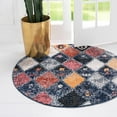 thumbnail image 1 of Unique Loom Morocco Collection Area Rug - Coastal (4' 1" Round Blue/Black), 1 of 10
