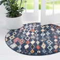 thumbnail image 1 of Unique Loom Morocco Collection Area Rug - Medina (4' 1" Round Navy Blue/Gray), 1 of 7
