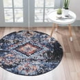 thumbnail image 1 of Unique Loom Morocco Collection Area Rug - Mediterranean (7' Round Navy Blue/Black), 1 of 7