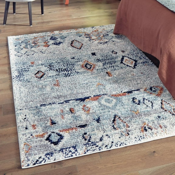 Unique Loom Morocco Collection Area Rug - Palace (2' 2" x 3' 1" Rectangle Light Blue/Black)