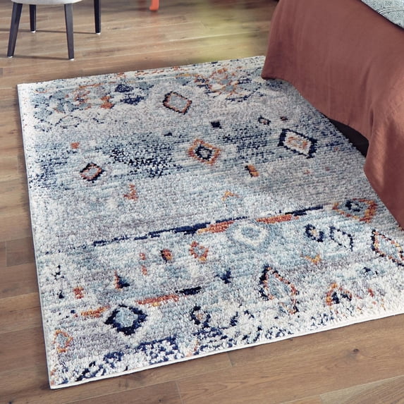 Unique Loom Morocco Collection Area Rug - Palace (9' x 12' 2" Rectangle Light Blue/Black)