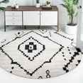 thumbnail image 1 of Unique Loom Morocco Collection Area Rug - Rif (7' Round Ivory/Black), 1 of 10