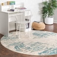 thumbnail image 1 of Unique Loom Vivid Collection Area Rug - Mumbai (3' 3" Round Blue/Ivory), 1 of 9