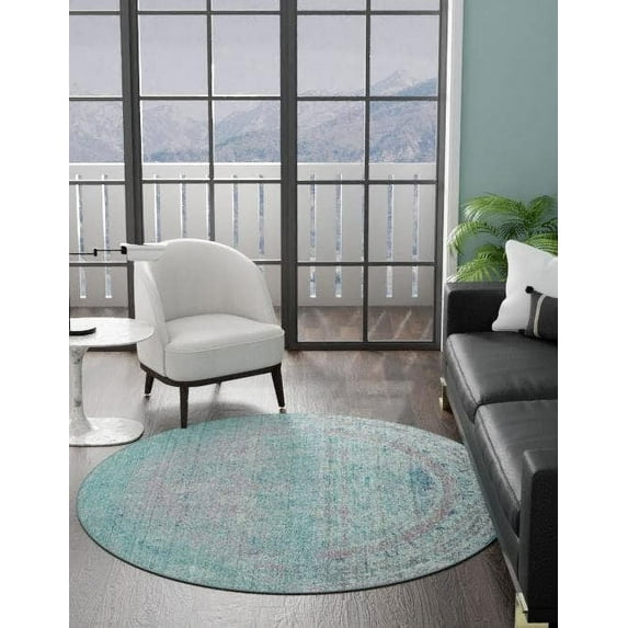 Unique Loom Austin Collection Area Rug - Muse (6' 1" Round Light Blue/Blue)