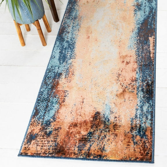 Unique Loom Mystic Collection Area Rug - Thames (2' x 6' 1" Runner Brick Red/Blue)