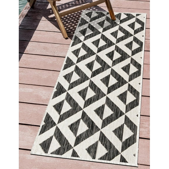 Jill Zarin Outdoor Collection Area Rug - Napa (2' x 5' 3" Runner Charcoal Gray/Ivory)