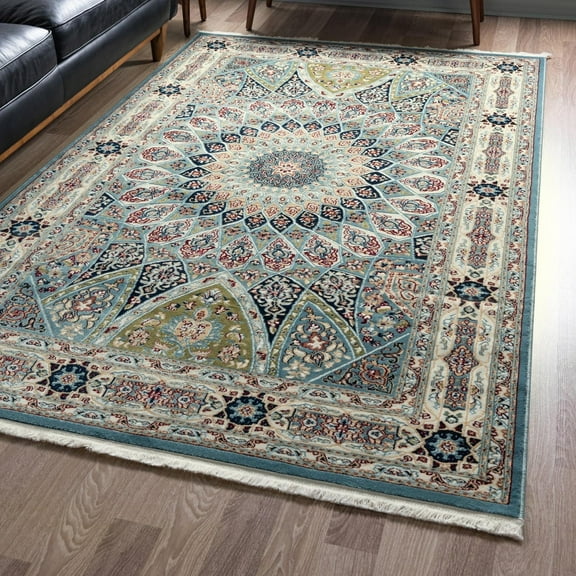 Unique Loom Narenj Collection Area Rug - Adams (7' 10" x 10' Rectangle Blue/Burgundy)