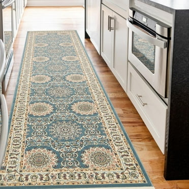 Unique Loom Narenj Collection Area Rug - Brighton (3' x 13' 1" Runner Blue/Beige)