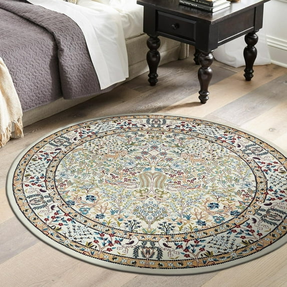Unique Loom Narenj Collection Area Rug - Bristol (5' 3" Round Ivory/Beige)