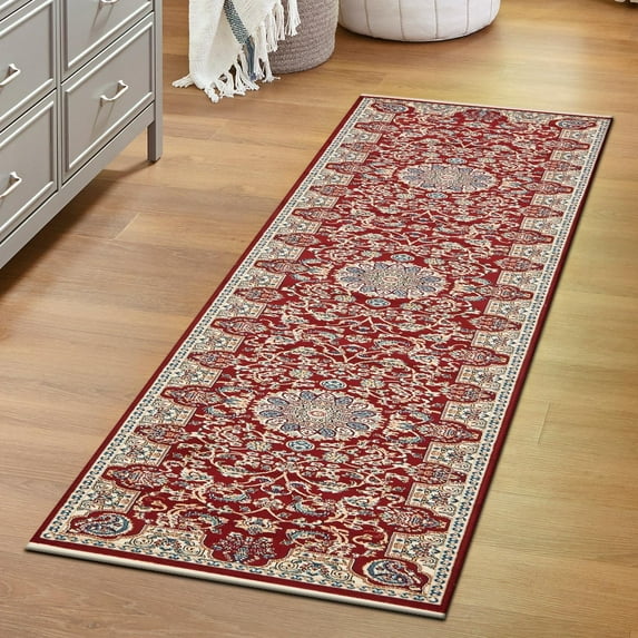 Unique Loom Narenj Collection Area Rug - Newcastle (3' x 13' 1" Runner Burgundy/Beige)