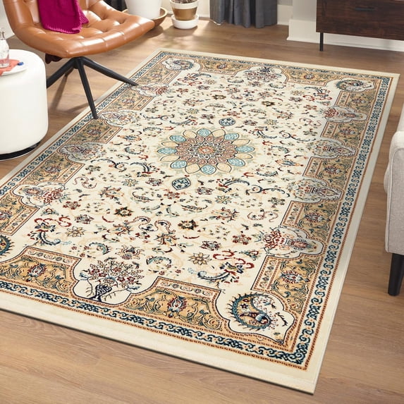 Unique Loom Narenj Collection Area Rug - Newcastle (5' 1" x 8' Rectangle Ivory/Beige)