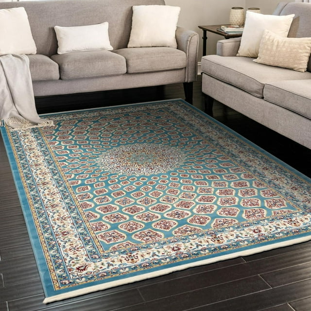 Unique Loom Narenj Collection Area Rug - Nottingham (10' x 13' 1" Rectangle Blue/Burgundy)