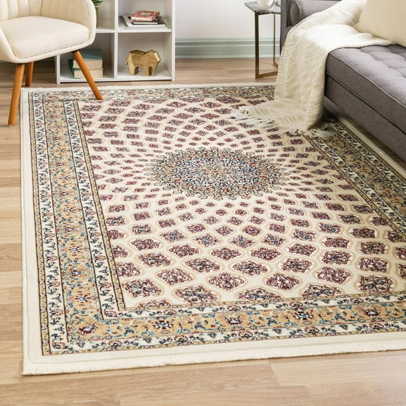 Unique Loom Narenj Collection Area Rug - Nottingham (10' x 13' Rectangle Ivory/Burgundy)