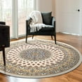 thumbnail image 1 of Unique Loom Narenj Collection Area Rug - Nottingham (5' 3" Round Ivory/Burgundy), 1 of 7